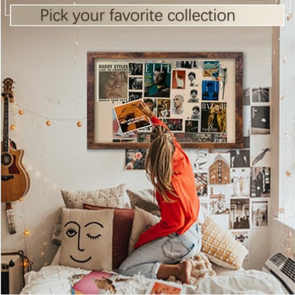 Large Magnetic Bulletin Board 36 x 24 Inch for Wall,Rustic Framed Cork Board with Linen for Home Office School,with 4 Push pins, 4 Magnets - size: 36inchx24inch