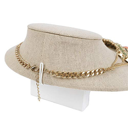 MOOCA 2 Pcs Set Linen Lay Down Necklace Bust Display Jewelry Necklace Chain Jewelry Bust Display Holder Stand, Tan Linen - color: Tan Linen