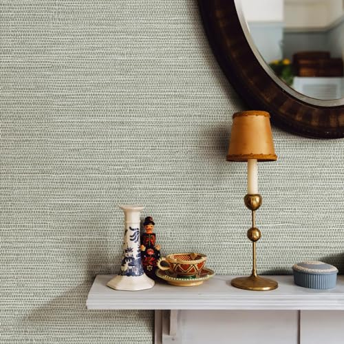 JiffDiff Grasscloth Wallpaper Peel and Stick Cream Grassweave Stick on Wallpaper Textured Self Adhesive Wall Paper Contact Paper 1181" x 17.3" - color: withered, size: 17.3" x 1181"