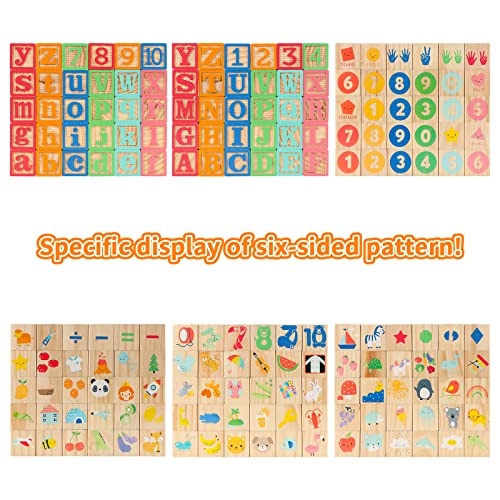 Wooden Building Blocks for Toddlers 1-3, Large Wood Baby Stacking Blocks Set for Kids, 30 PCS Alphabet Blocks with Toy Wagon, Educational Wooden Toys for Boys Girls Gifts 1.65" - style: 30 abc blocks cart