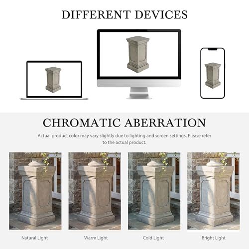 Christopher Knight Home Classic Square Flower Stand 25.75" Pedestal Plant Stand Indoor Outdoor Display Table for Ferns Orchids Sculptures with MGO Construction Brushed Finish, Light Gray - size: 25.75"
