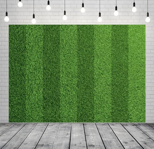 BELECO 15x8ft Fabric Green Grass Lawn Backdrop Football Stadium Soccer Field Sports Game Lawn Background for Party Decorations Photo Studio Props - size: 15x8FT