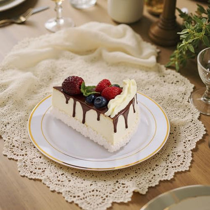 bUCLA 200PCS Gold Plastic Plates - 6.25inch White with Gold Trim Disposable Salad/Dessert/Appetizer/Small Cake Plates, Ideal for Wedding & Party - color: 6.25Inch-200pcs-Gold