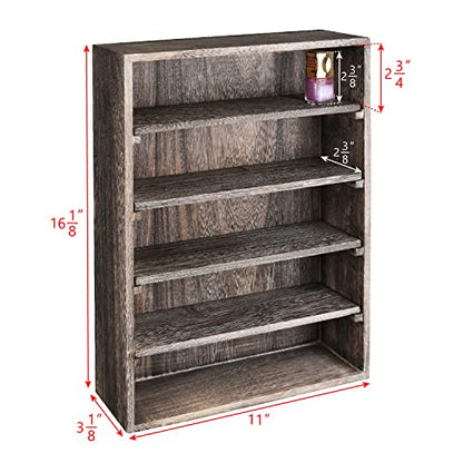 Ikee Design Wooden Wall-Mounted Display Shelves Rack for Collectibles-Figures,Shot Glasses,Spice Can,Cosmetics or Perfume-5 Adjustable Height Shelves,Space-Saving,Coffee Color - color: Coffee, 5 Shelves