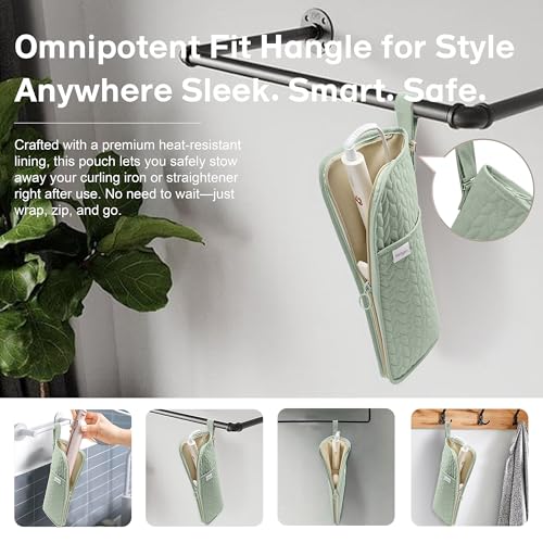 KarSyon Hot Tools Organizer Heat Resistant Mat Case Hair Tools Holder Travel Bag Portable Hair Styling Tools Cover Pouch for Curling Iron,Flat Iron,Hair Straightener (Sage Green) - color: Sage Green