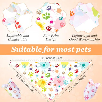 Abbylike 100 Pcs Paw Print Dog Bandanas Bulk Soft Triangle Kerchief Bibs Scarf Set for Pets Dogs Walking Photo Props Pets Shops Adoption Events Party Costume (31.5 x 21.7 x 21.7 Inch) - size: 31.5 X 21.7 X 21.7 Inch, style: Paw Print