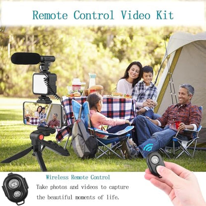Phone Vlogging Kit with Microphone, LED Light & Tripod – Smartphone Video Recording Kit with Remote for YouTube, TikTok & Content Creators - size: 2) Beginner Kit