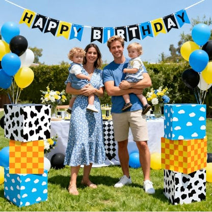 Tenceur 6 Pcs Cartoon Story Birthday Party Decorations Boxes Cartoon Paper Boxes 11.8 Inch Large Blue Sky White Cloud Photo Booth Prop for Arch Cloud Birthday Party Baby Shower Supplies - style: Cartoon Story