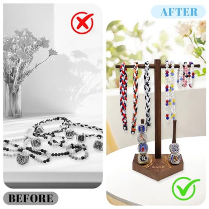 Wooden Baseball or Softball Drip Necklace Organizer Holder, Championship Ring Display Holder, Softball Ring Holder, Sports Ring Holder, Drip Necklace Championship Ring Holder Baseball Display Gift - color: Wood