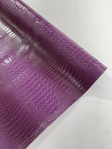 54” Wide Gator Two Tone Fake Leather Upholstery, 3-D Crocodile Skin Texture Faux Leather PVC Vinyl Fabric Sold by The Yard. (Purple) - color: Purple