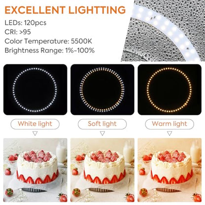 Photo Light Box 12 inch, Photography Lighting Tent Studio Kit with 3-Color Temperature Dimmable LED Light, 6 Colors Backdrops for Jewelry/Artwork/Small Objects Tabletop Studio