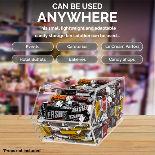 Marketing Holders Stackable Candy Bins Small Medium and Large Storage Caddys with Hinged Lid for Ice Cream Toppings Candies Nuts Granola Cereal and Wrapped Snacks Clear Acrylic - size: Set of 3 Candy Bins