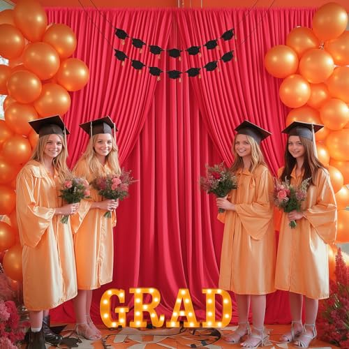 Red Backdrop Curtains 4 Panels-Wrinkle-Free Polyester Photography Drapes Party Photo Backgrounds for Wedding Christmas Photo Backdrops- 16 X10FT (Red) - color: Red, size: W4' x H10'(4 panels)