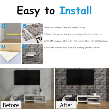 3D Wall Panels Peel and Stick in Grey White，10 PCS XPE Foam 3D Wallpaper, Faux Brick Wall Panels for Bedroom, Stairs, Kitchen - color: Grey Brick, size: 10PCS