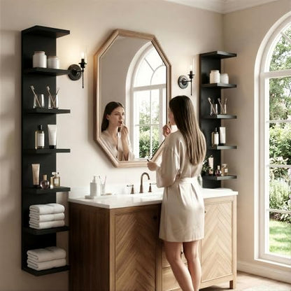 7 Tier Wall Shelf Unit & Lack Shelf, Versatile Floating Shelves for Wall, Bedroom Book Shelf, Vanity Display Shelves, Tall Decorative Shelving Unit, Long Shelves for Storage Black - style: 7 tier wall shelf -Black