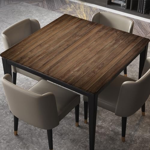 Stretch Square Fitted Table Cloth, Wood Texture Background Dark Brown Planks, Wrinkle-Free for Dining Living Room Home, Suit for 36"x36" Square Table - color: Wood Texture -3, size: 36" x 36" (Square)