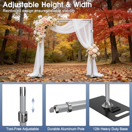 ALTSON Photo Backdrop Stand Heavy Duty 9.2x9.2Ft, Double Crossbar Pipe and Drape Stand Kit, Adjustable Metal Frame Background Stand with Flat Base for Wedding Party Birthday Photography Decoration