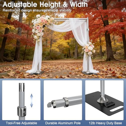 ALTSON Photo Backdrop Stand Heavy Duty 9.2x9.2Ft, Double Crossbar Pipe and Drape Stand Kit, Adjustable Metal Frame Background Stand with Flat Base for Wedding Party Birthday Photography Decoration