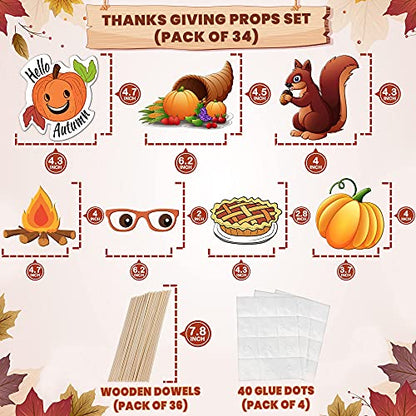 KatchOn, Happy Fall Photo Booth Props - Pack of 34 | Fall Photo Props | Festival Photo Props | Thanksgiving Photo Booth Props, Thanksgiving Props for Photoshoot - color: Brown