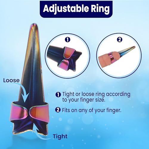 Beauty & Crafts 2PC Pro Hair Parting & Sectioning Rings-Stainless Steel Finger braiding Tool for Precise Hair Styling and Extension Installations - Inculde Straight &Curved Ring with Box (Multi) - color: Multi Rainbow