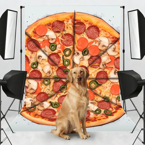 I Love Pizza Backdrop Background for Photography 5x7ft Photobooth Professional Photo Backdrop Curtains Video Photography Studio Photo Backgrounds Banner Booth Background Screen Parties - color: I Love Pizza