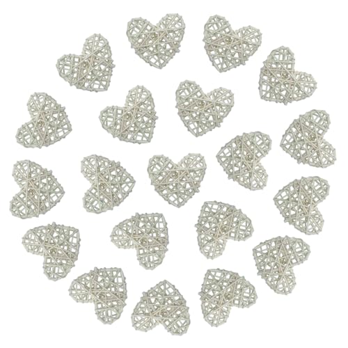 Heart Rattan Ball Sepakraga Vase Filler Ball Craft Photo Shooting Props for Garden Home Decor Christmas Tree Ornament Wedding Birthday Valentine's Day Baby Shower Party (White 5cm 20pcs) - color: White 5cm 20pcs