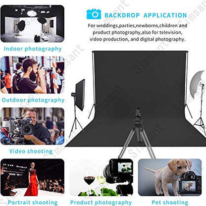 6x9ft Black Screen Background Party Backdrop Screen for Video Photography Television Background Only Back Drops High Density Polyester Fabric Cloth Pure Black Backdrop Curtain Screen Streaming Live - color: Black, size: 6 x 9 ft