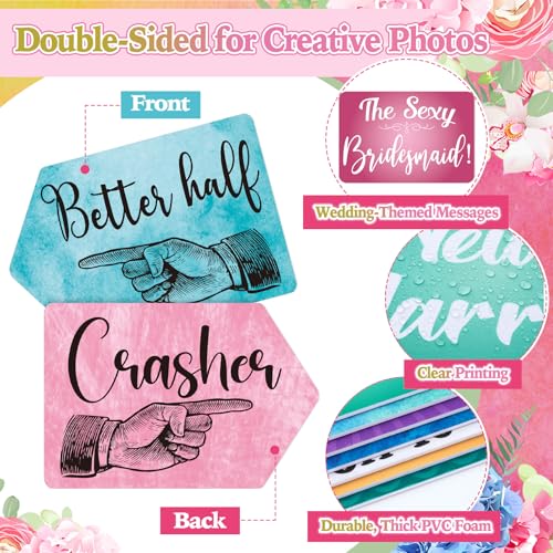 Beeveer 24 Design Wedding Arrow Photo Booth Props Selfie Props Kit with Double Sided Count PVC Photo Booth for Wedding Party Decorations Bridal Shower Engagement Supplies - style: Wedding