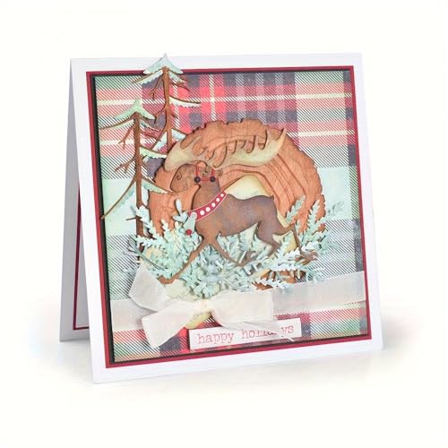 Lapoo Festivals Metal Cutting Die for Scrapbooking - Durable, Cut Stencils for DIY Scrapbook Photo Album Decorative Paper Card, Card Making Supplies, Embossing (Deer and The Tree 4.6 x 4.3 in) - style: Deer and the Tree 4.6 x 4.3 in