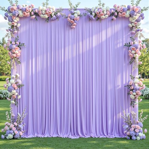 10x10 Lavender Backdrop Curtain for Parties Weddings, Wrinkle-Free Polyester Fabric Indoor and Outdoor Decoration Light Purple Backdrops Drapes for Baby Showers Birthday - color: Lavender, size: 5ft x 10ft x 2 panels