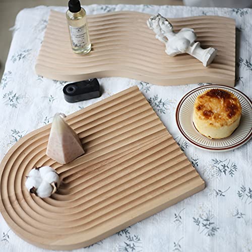 Creative Arch Bread Dessert Tray Wavy Wood Carving Board Cheese Fruit Cake Snacks Platters Serving Tray Photo Props Decoration