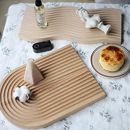 Creative Arch Bread Dessert Tray Wavy Wood Carving Board Cheese Fruit Cake Snacks Platters Serving Tray Photo Props Decoration
