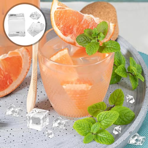 Healeved 310pcs Realistic Fake Ice Cubes and Crushed Acrylic Ice Rocks Set Artificial Cube Vase Fillers for Wedding Table Scatter and Photography Props