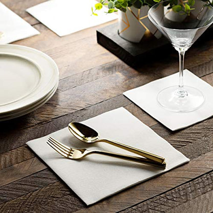 BloominGoods Linen-Feel Lunch Napkins - Disposable Cloth-Like Paper Napkins - Soft And Absorbant Luncheon Napkins For Kitchen, Parties, Weddings, Dinners or Events (Pack of 200)