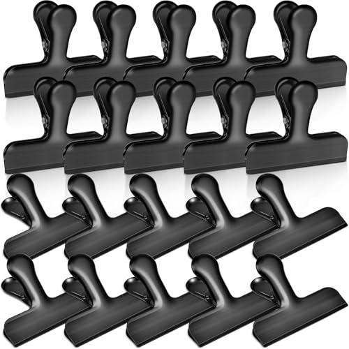 20 Pack Stainless Steel Bag Chip Clips for Food, Food Clips Heavy Duty Clamp Clip Kitchen Clip for Office Kitchen Home, Black - color: Black, size: Large-20p