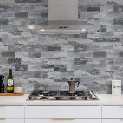 Vamos Tile 100-Piece Peel and Stick Backsplash Seamless Tile,3''x6'' Distressed Wood PVC Subway Tile,Stick on Backsplash for Kitchen/Bathroom/Laundry Room - color: Distressed Wood