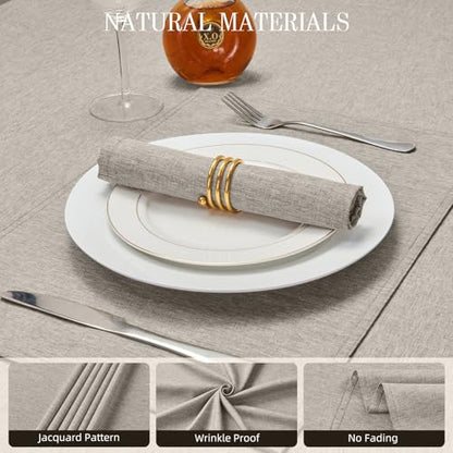 Cloth Napkin Set of 8 Square Washable Reusable Linen Fabric Polyester for Kitchen Dinner Dining Restaurants Wedding Party Banquet Table(Flaxen/17x17 Inch) - color: Flaxen