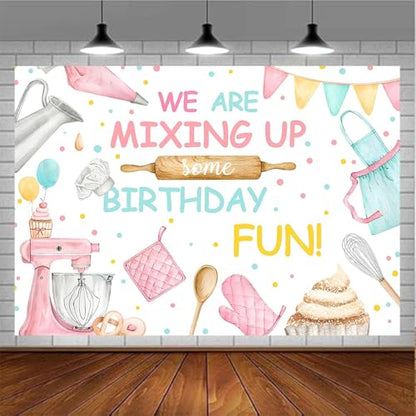 Baking Dessert Cooking Backdrop Kitchen Theme Cooking Birthday Party Decor Background Baby Shower Girls Boys Portrait Cake Table Decor Photoshoot Studio Props (8X6FT) - size: 8X6FT