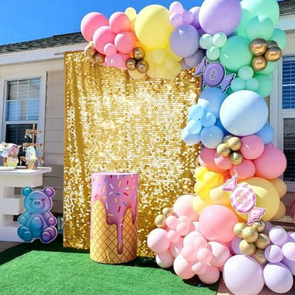 SquarePie Shimmer Wall Backdrop Big Payette Sequin Curtain 4FT x 7FT Gold Background for Party Wedding 1 Panel - color: Gold