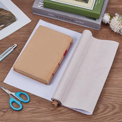 CRASPIRE 51 x 11.8 Inch Book Binding Cloth Book Cover Fabric with Paper Back Old Lace Linen Woven Polyester Bookcover for Books Album Scrapbooking Archival DIY Covering Bookbinding Protector - color: Old Lace