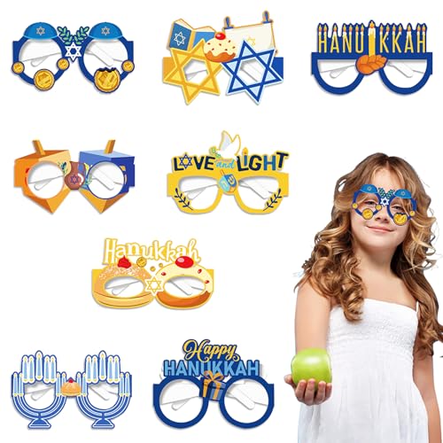 Estivaux 16 PCS Happy Hanukkah Eyeglasses Fancy Chanukah Menorah Headband Star of David Eyeglasses Jewish Festival Hanukkah Photo Props for Hanukkah Chanukah Party Favor Decorations - color: Style 2: 16pcs Hanukkah