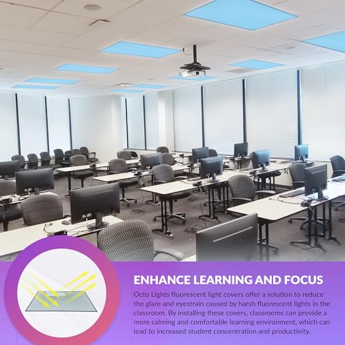 OCTO LIGHTS Magnetic Light Covers for Ceiling Lights Classroom Fluorescent Light Covers Solid Medium Blue 2x4 Ceiling Light Cover for Classroom Lights, Office, and Medical Spaces (Pack of 1) - color: Medium Blue