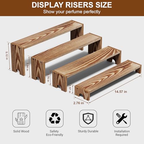 Large Wooden Tiered Riser Display Stands, 14Inch x 16 Pack Perfume Organizer Cologne Stand for Men Women,Tiered Shelf Organizer,Wooden Cupcake Stand Dessert Table Display Set,Display Stands Shelf for Vendor Events