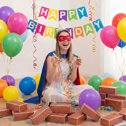 Tenceur 24 Pcs Hero Party Decorations 5.91 x 2.76 Inches 3D Red Brick Paper Box Photography Backdrop for Hero Themed Baby Shower Birthday Party Favor