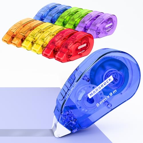 Marsrock Double-Sided Tape Roller for Scrapbooking 12-Pack (0.31IN x 30FT) Adhesive Tape Glue Runner, Scrapbook Supplies and Craft Supplies for Scrapbooking, Gift Wrapping and Photo Tape - color: Multicolor Glue Tape, size: 12PACK, 0.31IN x 30FT