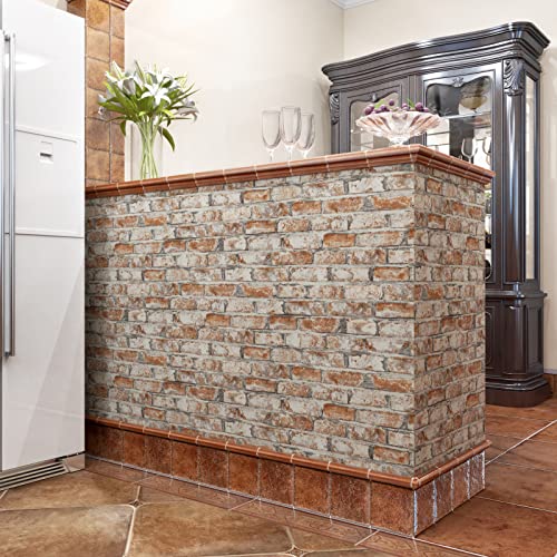 Sevalo Brick Wallpaper Peel and Stick Brick Contact Paper for Walls Red 3D Faux Self-Adhesive Removable Wallpaper for Bedroom Kitchen Backsplash Accent Wall Sticky Décor Fireplace 17.3inW 78.7inL - size: 17.3“×78.7”