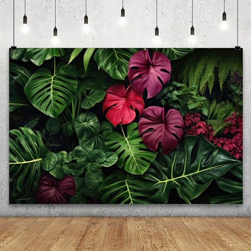 YongFoto Tropical Rainforest Jungle Backdrop 7x5ft Greenery Plant Botanical Green Leaves Photography Background Wild One Birthday Baby Shower Party Banner Room Decorations Portraits Photoshoot - color: Style 3, size: 7ftx5ft