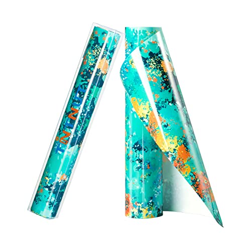 Tintnut Splash Heat Transfer Vinyl Roll - 12 Inch x 5ft Blue Watercolor Ink Patterned HTV Splatter Iron On Vinyl DIY T-Shirts Hats Clothes Canvas Bags - color: Blue Yellow