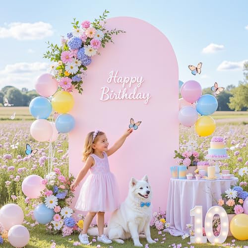 Wedding Arch Backdrop Cover, 6FT Pink Arch Cover Stretchy Backdrops, Double-Sided Arch Stand Covers for Wedding Ceremony, Baby Shower, Birthday Party Decoration - color: Pink+Hot Pink, size: 6FT