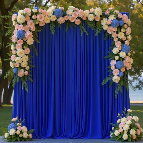 Asee'm 10x8FT Royal Blue Backdrop Curtains for Parties, Polyester Photo Fabric Curtain Backdrop Drapes for Birthday Wedding Party Decor Background Photography with Rod Pocket, 5x8FT, 2 Panels - color: Royal Blue, size: 5'(W) x 8'(H), 2 panels